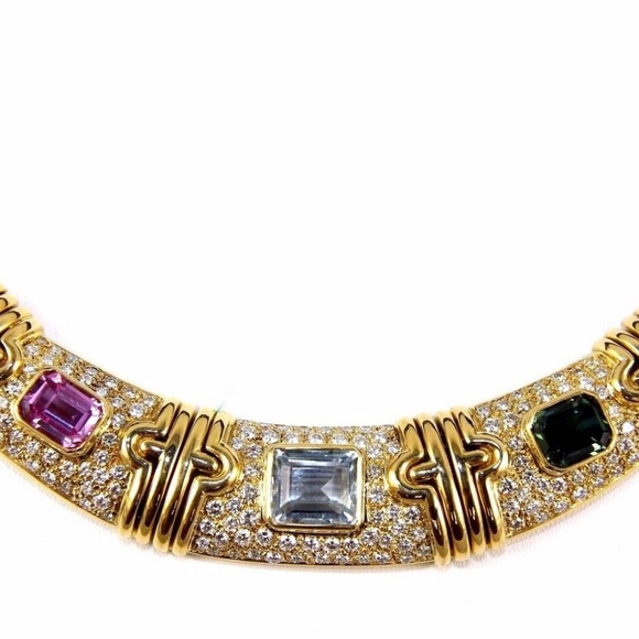 Multi Gemstone & Diamond Necklace Pendant 28.0Ct